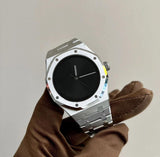 Men’s Sports Quartz Watch, Luminous Design (Silver-black)
