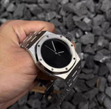 Men’s Sports Quartz Watch, Luminous Design (Silver-black)