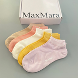Women’s Cotton Boat Socks – Breathable Candy Color Mesh Ankle Socks (5 pairs)