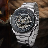 T-Winner Men’s Automatic Mechanical Skeleton Watch – Stainless Steel Band, Roman Dial