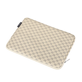 Beige Monogram PU Leather Laptop Sleeve – Waterproof Zipper Case for 11–15” Devices