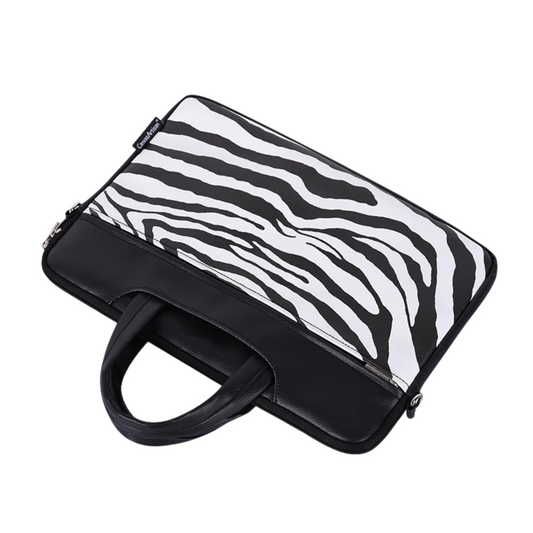 Zebra Print Laptop Case – PU Leather Waterproof Briefcase for 13–15" Laptops