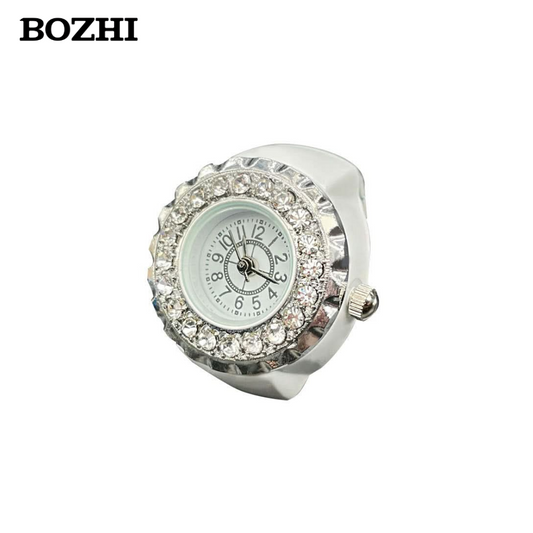 BOZHI Unisex Luxury Diamond Ring Watch – Adjustable Quartz Finger Watch