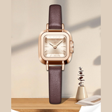 Sanda Women’s Square Quartz Watch – Leather Strap, Roman Dial, Waterproof Casual Watch