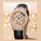 SANDA Women's Star Quartz Watch – Waterproof Leather Strap Casual Ladies Timepiece