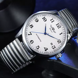 T-Winner Men’s Mechanical Watch – Silver Round Dial, Stainless Steel Strap