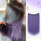 Highlighted Straight Hair Extensions – Seamless Colorful Braided Wig for Women - 50cm Long