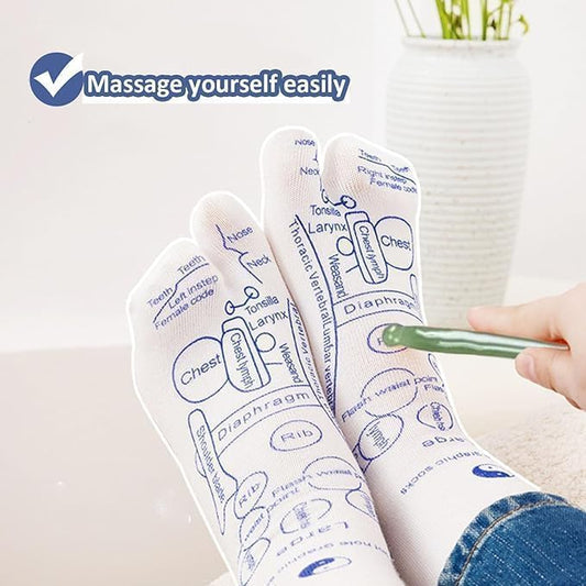 Foot Massage Socks – Acupressure Reflexology Therapy Socks with Massage Stick & Pressure Point Guide