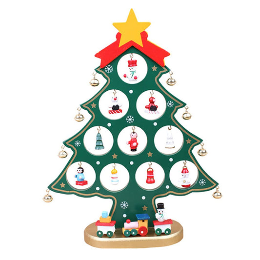Mini Wooden Green Christmas Tree Decoration – 10-Inch Tabletop Xmas Tree