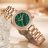 Sanda Women’s Stainless Steel Quartz Watch – Diamond Accent Small Dial Casual Watch