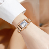 Sanda Women’s Classic Square Quartz Watch – Stainless Steel Strap, Semi-Waterproof Watch