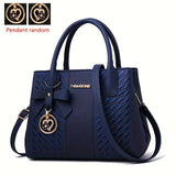 Embroidery Handbag in solid color with Elegant Top Handle