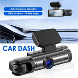 Dual Lens 1080P Dash Cam – Wide-Angle, Night Vision (Memory Card Not Included)