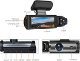 Dual Lens 1080P Dash Cam – Wide-Angle, Night Vision (Memory Card Not Included)