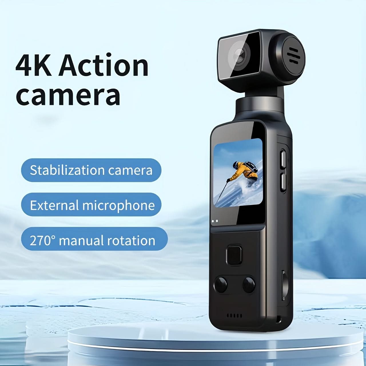 4K Ultra HD Action Camera with Stabilization, Rotating Lens & External ...