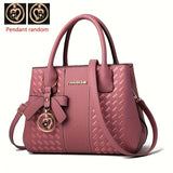 Embroidery Handbag in solid color with Elegant Top Handle