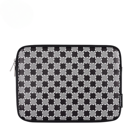 PU Leather MacBook Sleeve – Shock-Resistant Houndstooth Case for 13"–16.2" Laptops