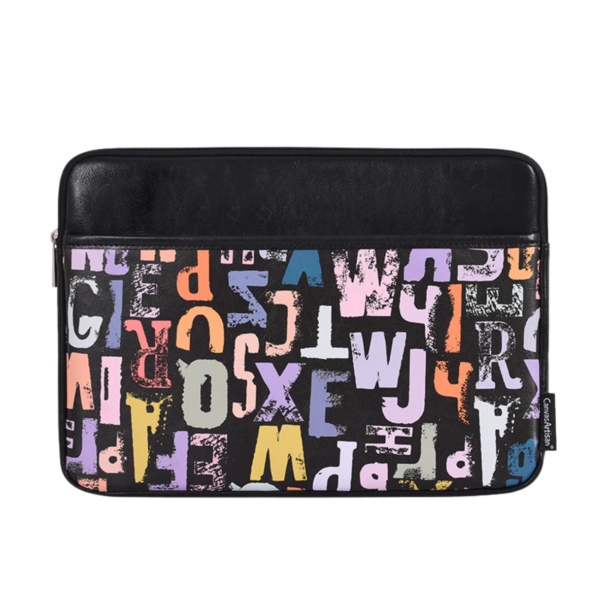 PU Leather Laptop Sleeve – Shockproof Typographic Print Case (11–15 Inch)