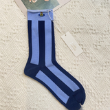 Women’s Cotton Embroidered Socks – Japanese Striped Mid-Tube Trendy Style