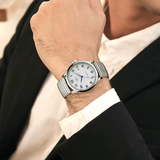 T-Winner Men’s Mechanical Watch – Silver Round Dial, Stainless Steel Strap