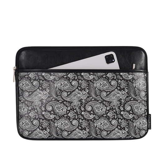 Slim Laptop Sleeve – Lightweight PU Case with Floral Paisley Print (11"-15")