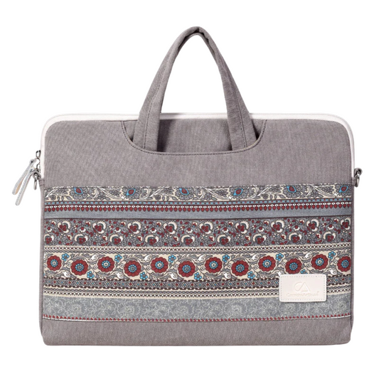 Ethnic Canvas Laptop Bag – 13–15″ Zipper Briefcase in Canvas Art Design
