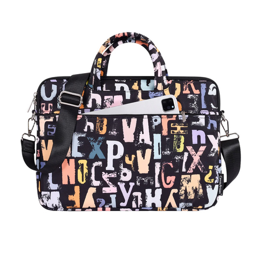 Graffiti Typography Printed Laptop Sleeve – Polyester Case for 13/14/15-inch Devices