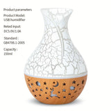 150ml Wood Grain Aromatherapy Diffuser Humidifier - Stylish Vase Design with LED Light