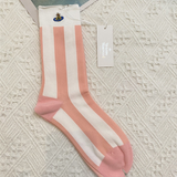 Women’s Cotton Embroidered Socks – Japanese Striped Mid-Tube Trendy Style