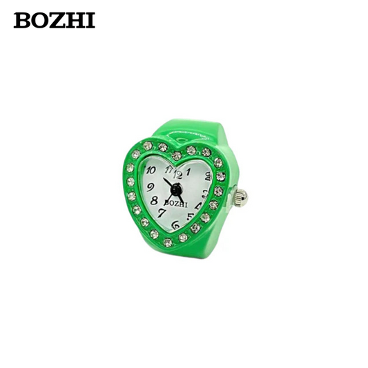 BOZHI Women's Heart-Shaped Ring Watch – Accent Quartz Finger Watch