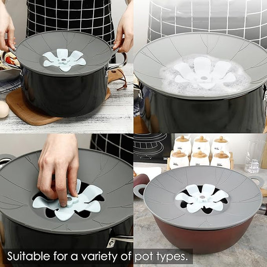Silicone Pot Lid Cover – Flower-Shaped Anti-Overflow Rotating Fresh-Keeping Kitchen Lid