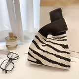 Stylish Black & White Heart Knitted Hobo Bag