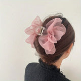 Elegant Mesh Bowknot Hair Claw Clip – Stylish & Non-Slip