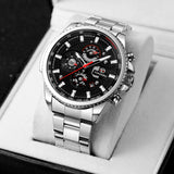 FORSINING Men's Mechanical Watch – Luminous Chronograph, Steel Strap, Auto Calendar