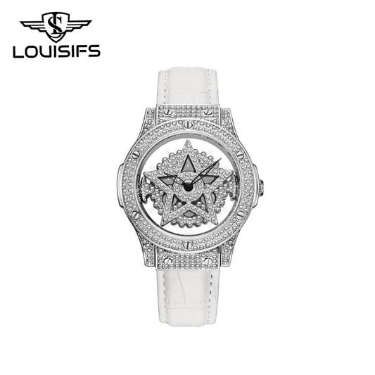 LOUISIFS Women’s Quartz Watch – Elegant Pentagram Dial, Luxury Style