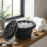 Collapsible Ice Basin – Folding Facial Ice Bath Bowl with Ice Tray for Kitchen & Skincare Use