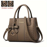 Embroidery Handbag in solid color with Elegant Top Handle