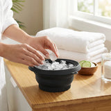 Collapsible Ice Basin – Folding Facial Ice Bath Bowl with Ice Tray for Kitchen & Skincare Use