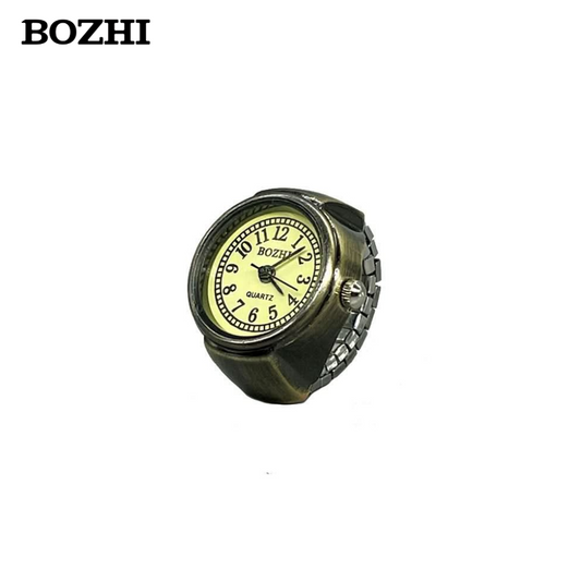 BOZHI Vintage Unisex Roman Numeral Ring Watch – Mini Quartz Finger Watch
