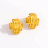 Gold Titanium Steel Stud Earrings for Women – Vintage Glam
