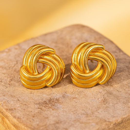 Gold Titanium Steel Stud Earrings for Women – Vintage Glam
