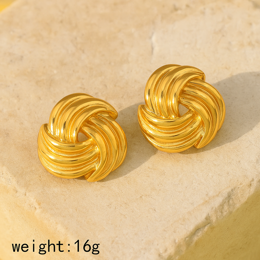 Gold Titanium Steel Stud Earrings for Women – Vintage Glam