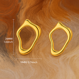 Gold Stainless Steel Irregular Earrings – Geometric Light Luxury Jewelry
