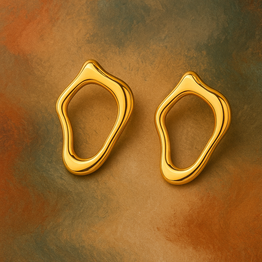 Gold Stainless Steel Irregular Earrings – Geometric Light Luxury Jewelry