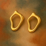Gold Stainless Steel Irregular Earrings – Geometric Light Luxury Jewelry