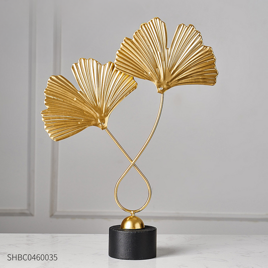Modern Nordic Ginkgo Leaf Sculpture – Gold Iron Home Decor Ornament