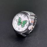 BOZHI Unisex Quartz Butterfly Pattern Ring Watch – Stainless Steel Finger Watch
