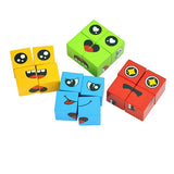 Face-Changing Wooden Puzzle Cube Game Toy