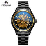 Forsining Men’s Blue Glass Mechanical Watch – Automatic Alloy Strap Timepiece