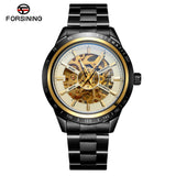 Forsining Men’s Blue Glass Mechanical Watch – Automatic Alloy Strap Timepiece